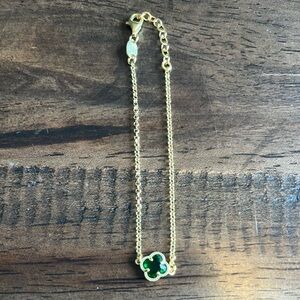 Dyadema 925 Italy Gold Tone Bracelet with Green Charm